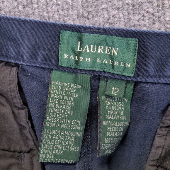Lauren Ralph Lauren Women's Chino Shorts Blue Size 12 100% Cotton Slash Pockets - Picture 11 of 11
